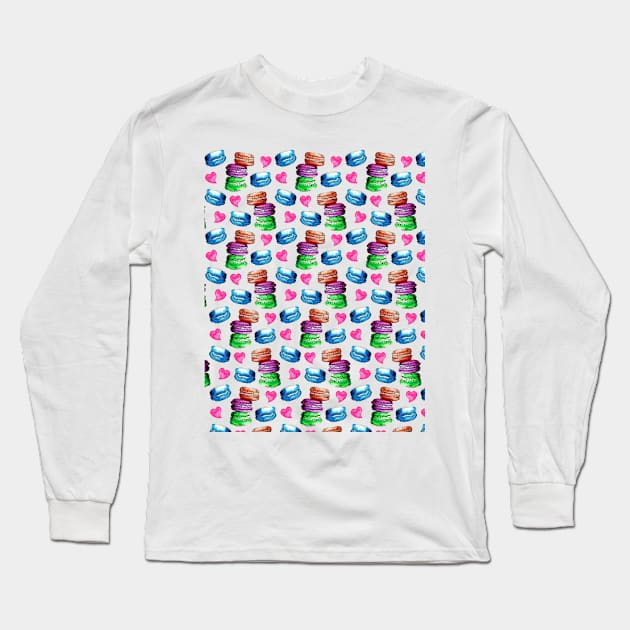 Sweet Macaron Dreams Watercolour Long Sleeve T-Shirt by ArtInPi